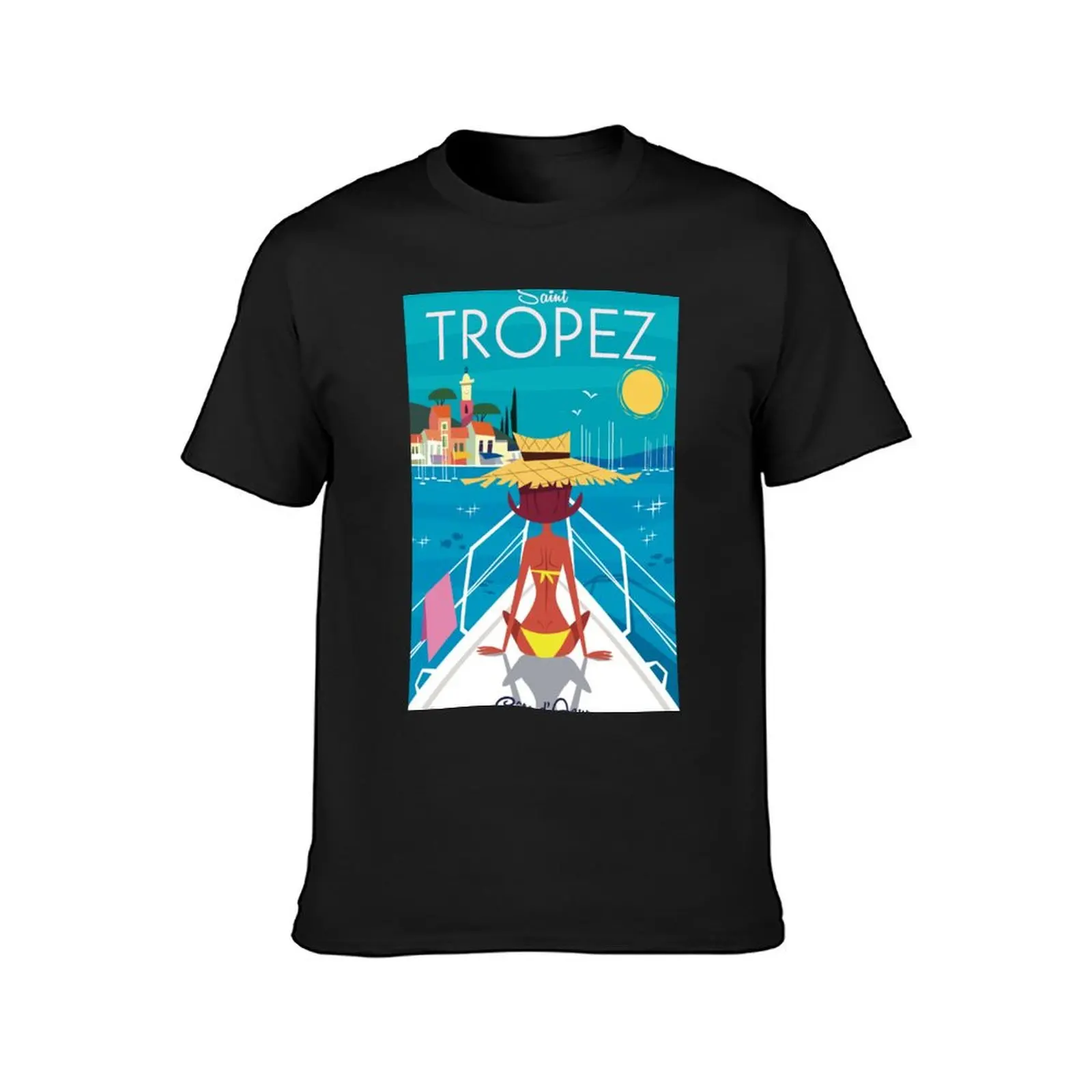 St Tropez poster T-Shirt plus size tops customizeds T-shirt men