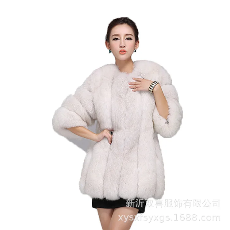 Women Faux Fur Mid Length Coats Jackets Coat Thick Warm Y2k Streetwear Round Neck Jacket Work Outerwear Autumn Winter 2025