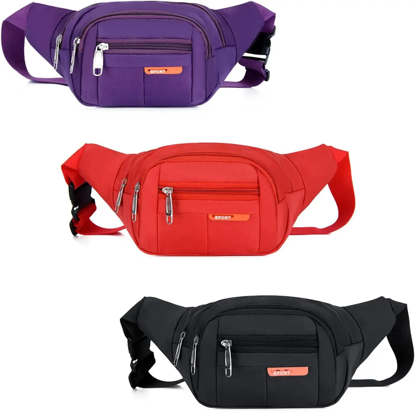 

Набор из 3 регулируемых поясных сумок для женщин и мужчин, сумка-бананка через плечо для путешествий, бега, спорта и тренировок