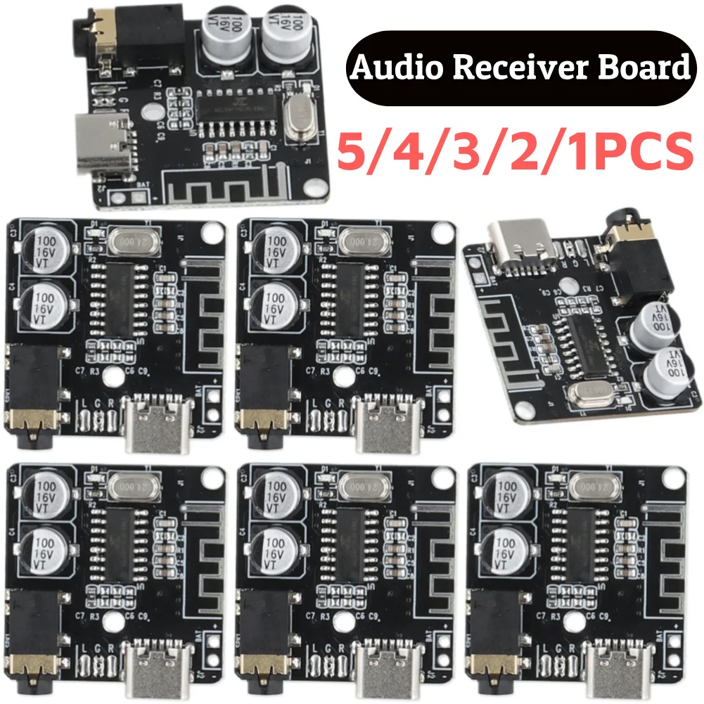 5-1PCS Audio Receiver Board Bluetooth-Compatible5.0 3.7-5V MP3 Lossless Decoder Board Wireless Stereo Music Module for DIY