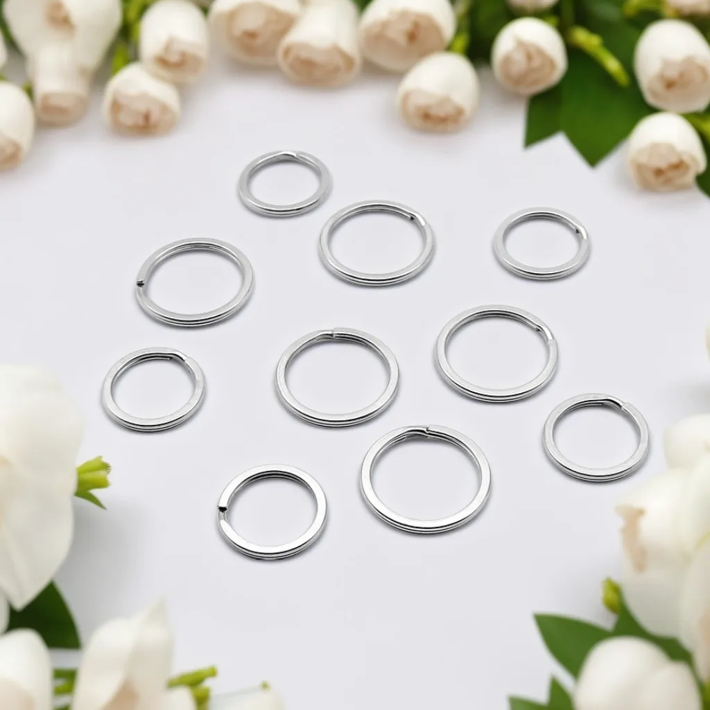 스테인리스 스틸 플랫 키 링 장난감 펜던트 링, DIY 키 체인, 보석 액세서리 직경 25mm, 28mm, 30mm, 32mm, 35mm, 10 개