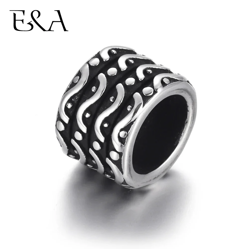 Stainless Steel Large Hole Beads Blacken Slider Charms Fit 8mm Leather Bracelet Supplies Jewelry Making DIY Findings