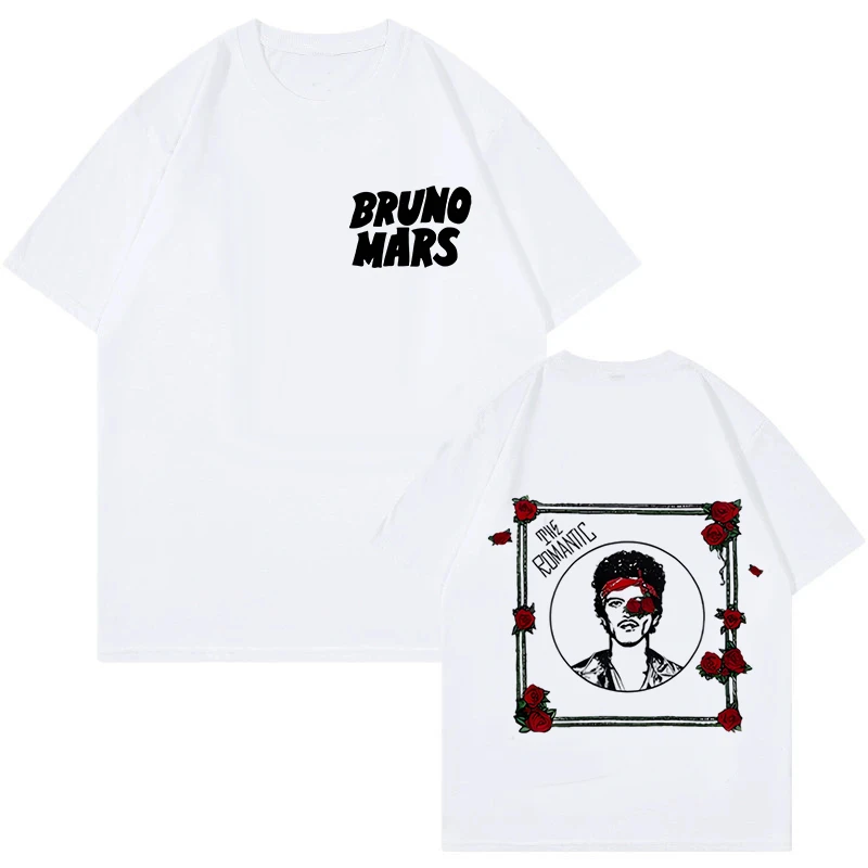 Bruno Mars Tshirt 2026 Vintage Oversized Tee Bruno Mars 24K Magic Hawaiian Lion Retro Cartoon Portrait Print Pop Music Casual