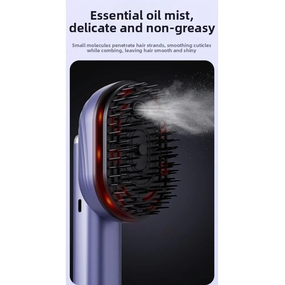 Multi-Function Red Light Spray Massage Comb Hair Care Anti-Frizz Large Tank Electric Spray Hair Brush Portable Scalp Nourish