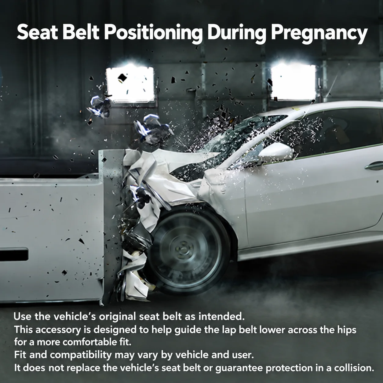 Maternity Car Travel Comfort Accessory, Black ABS Seat Belt Strap Positioner with Adjustable Installation Design