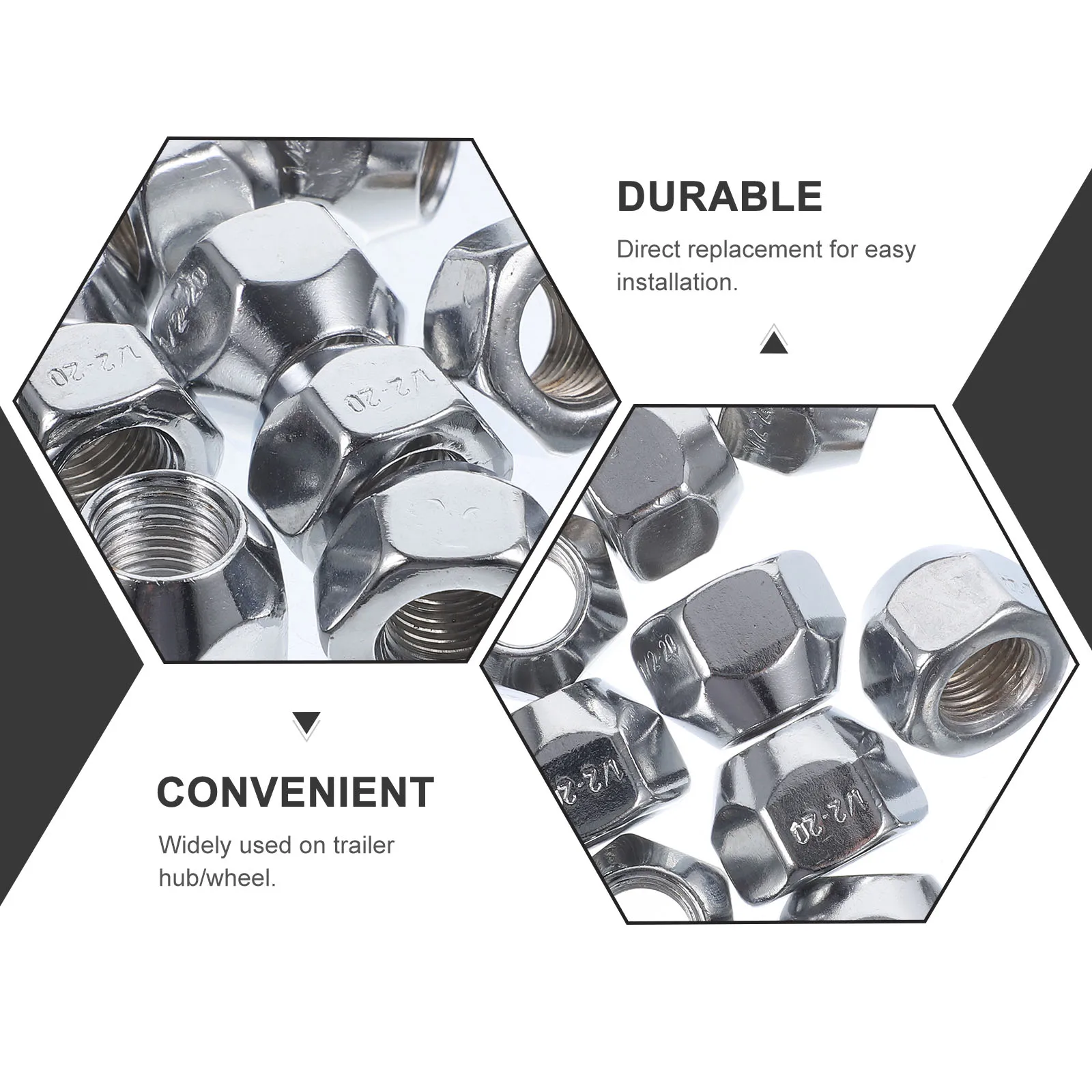 

10pcs Trailer Accessories 1/2 For Trailer Accessories Trailers M14X1.5 Lug Wheel Wheel Lug Nuts 1/2-20 Nuts