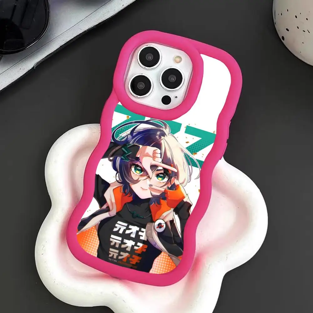 

ZZZ Belle Phone Case for iPhone 17 16 15 14 13 12 11 Air Pro Max Plus Red Soft TPU Wavy Edge Cover