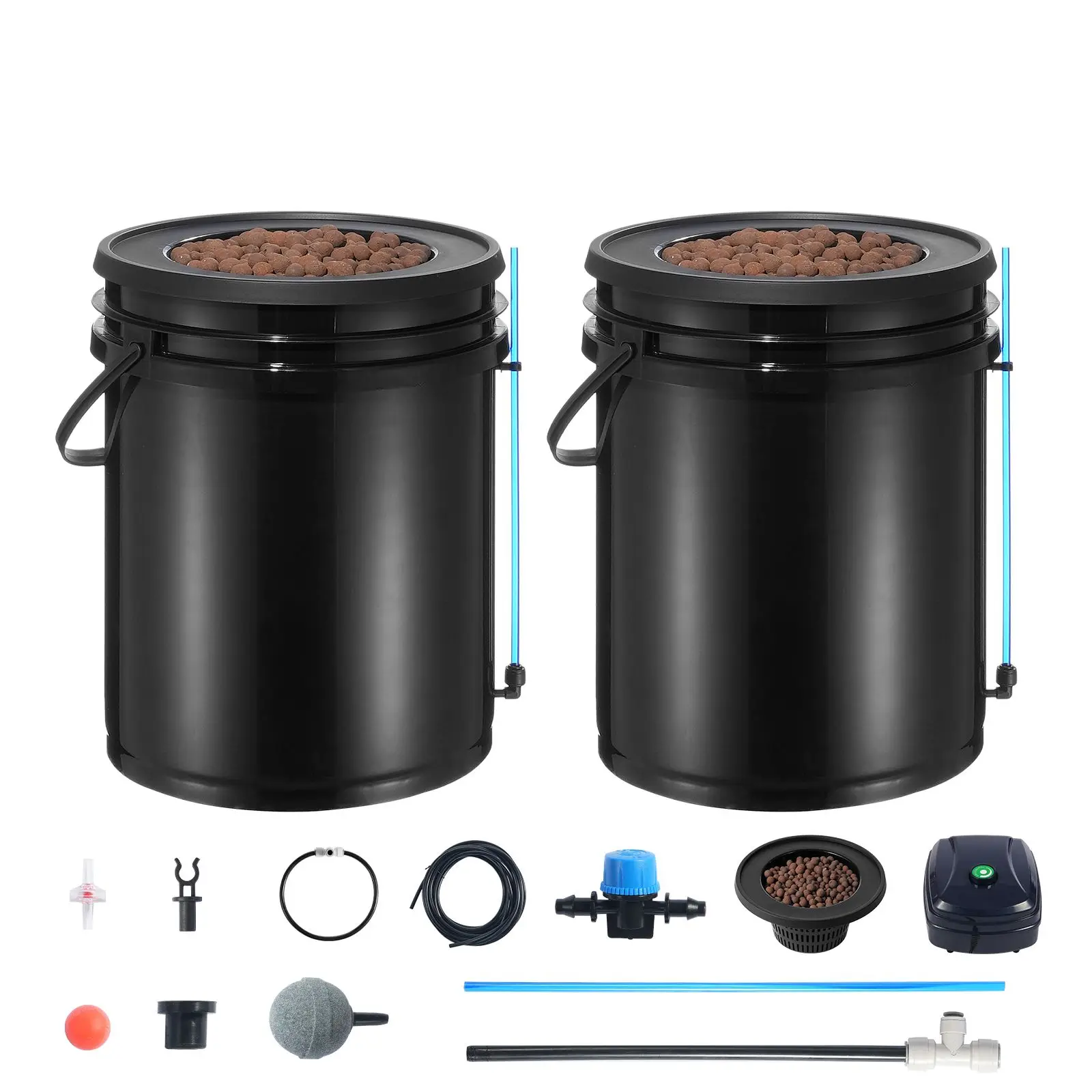 DWC Hydroponics Grow System, Hydroponic Growing System with Top Drip Kit, Deep Water Culture 5-Gallon 2 Buckets, with Air Pump