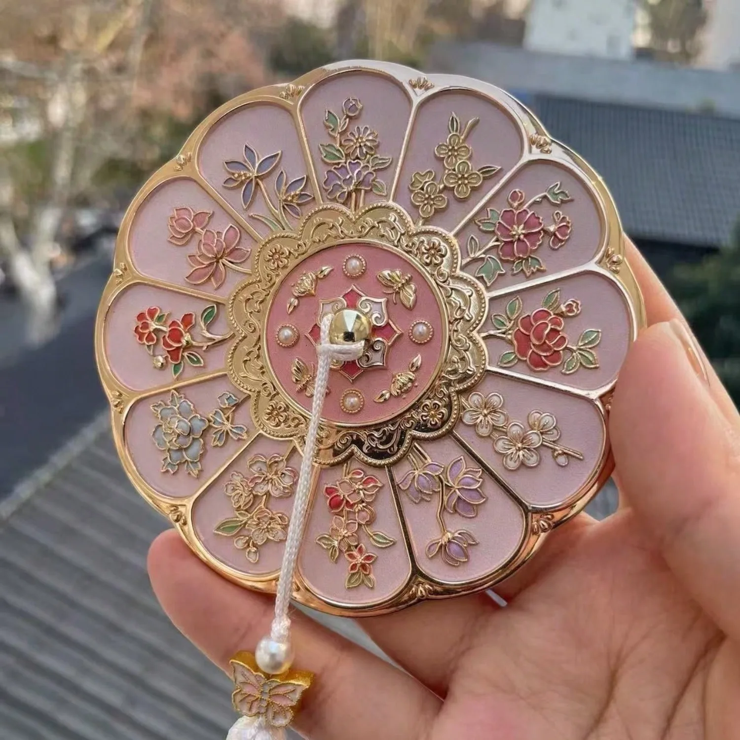 

Cultural And Creative Twelve Flower Goddess Pocket Mirror, Girl's Heart Portable Makeup Vanity Mirror, Ancient Style Pocket Mirror Gift