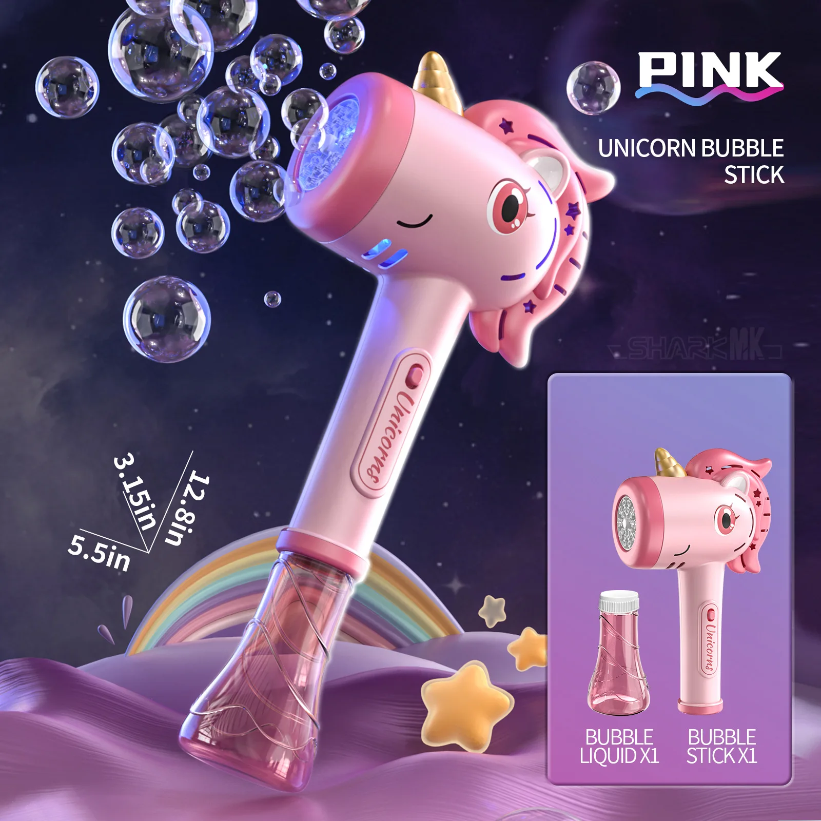Electric Unicorn Bubble Machine Handheld Bubble Wand Toys Children Outdoor Fully Automatic Light Summer Porous Girl Boy Kid Toys