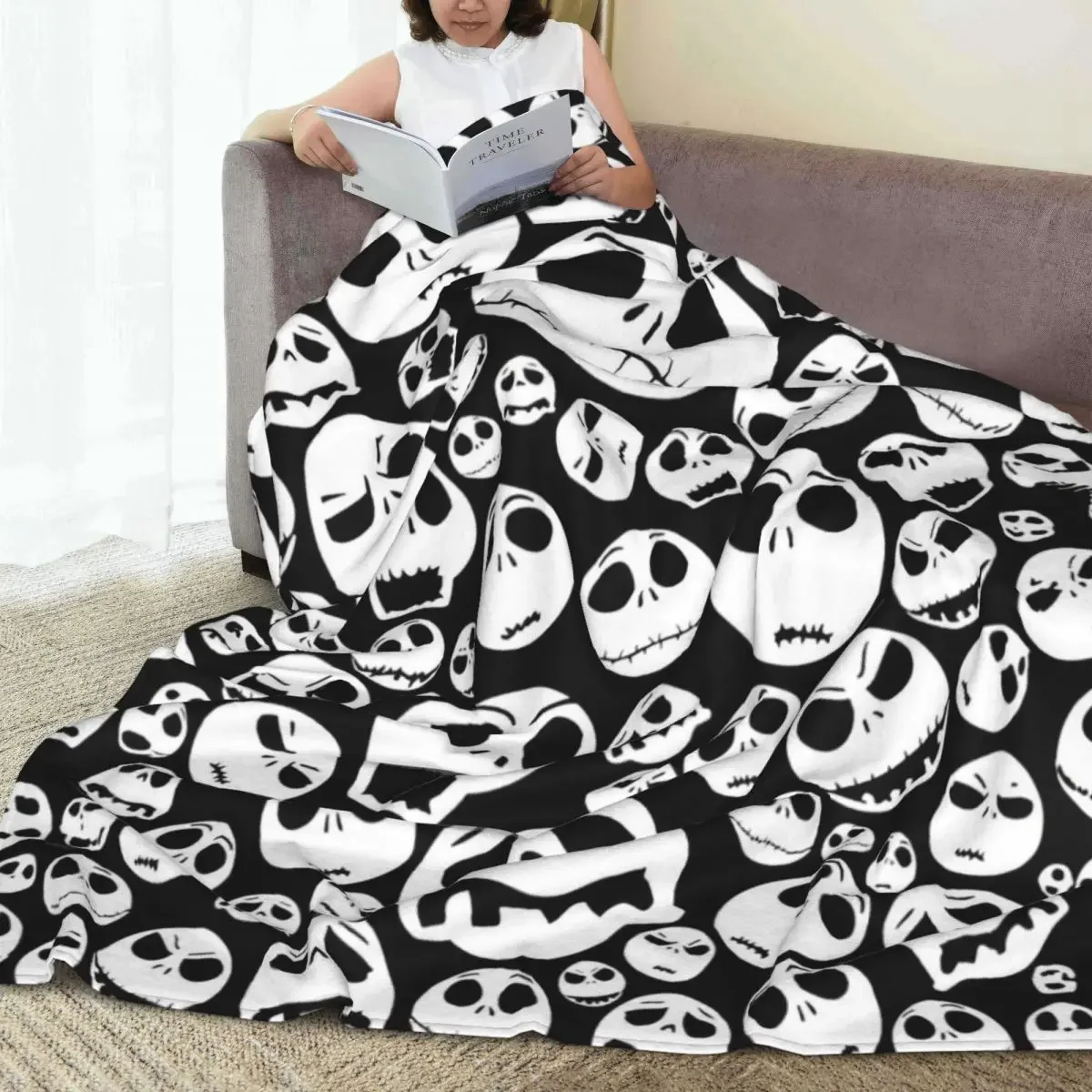 The Nightmare Before Christmas Jack Cartoon Blanket Flannel Printed Halloween Throw Blanket for Bedding Office Plush Thin Quilt