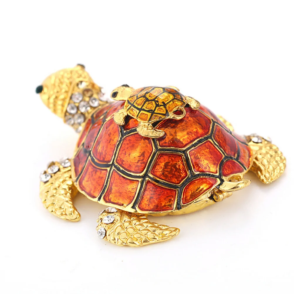 

Metal Cartoon Turtle Decor Orange Painted Resin Drop Resistant Funny Expression Home Office Ornament Cartoon Turtle