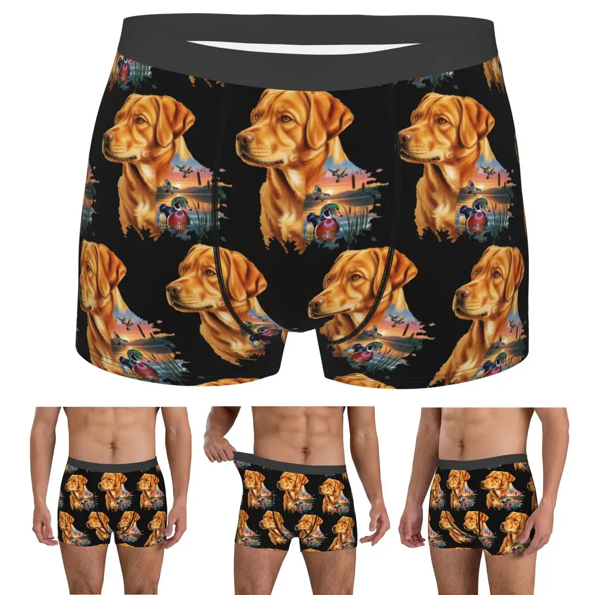 Boxer Underpants Shorts Fox Red Labrador And Wood Duck Sunrise Panties Men Breathable Underwear for Homme Man Boyfriend Gift