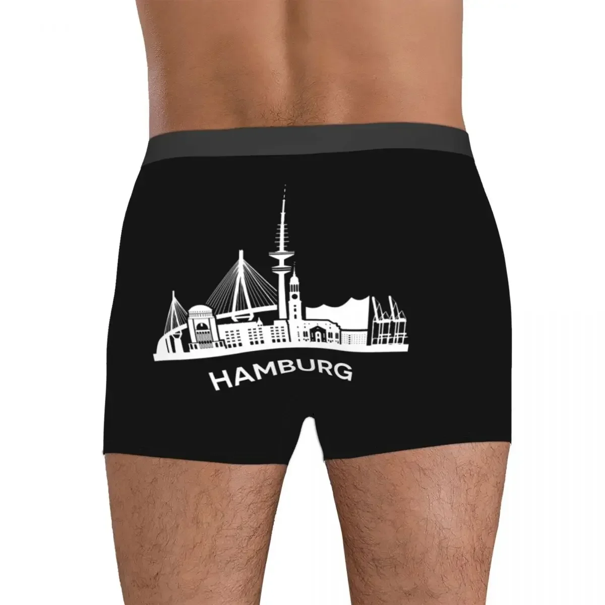 Boxer Mutande Pantaloncini Hamburg City Skyline, Versione estesa, Mutandine bianche Intimo traspirante maschile per Homme Man Boyfriend