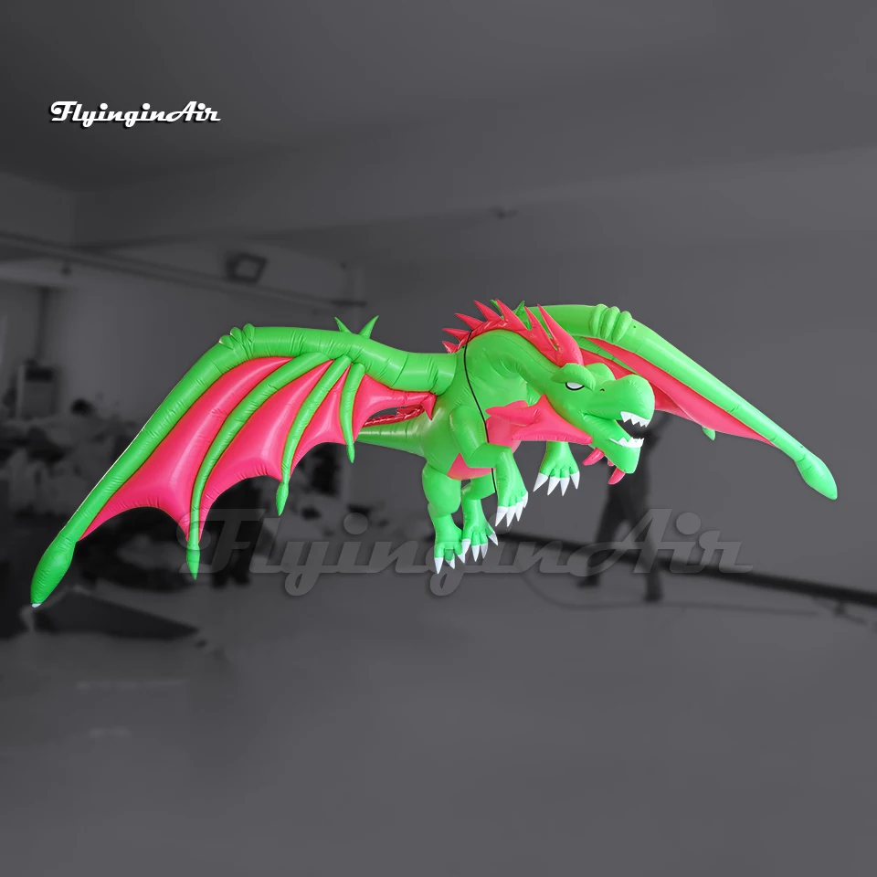 

4m Personalized Hanging Green Large Inflatable Flying Dragon With LED Light For Club Party Decoration