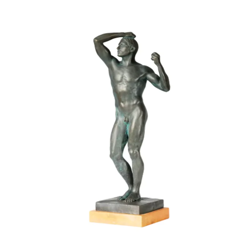 

The Age of Bronze by Rodin Replica Statue Famous Classical Nude Man Sculpture Art Collection Home Decor