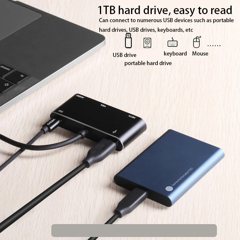 Adaptateur répartiteur multifonction, station d'accueil, convertisseur vidéo, câble d'extension, partage d'écran, Plug and Play, convertisseur USB vers VGA