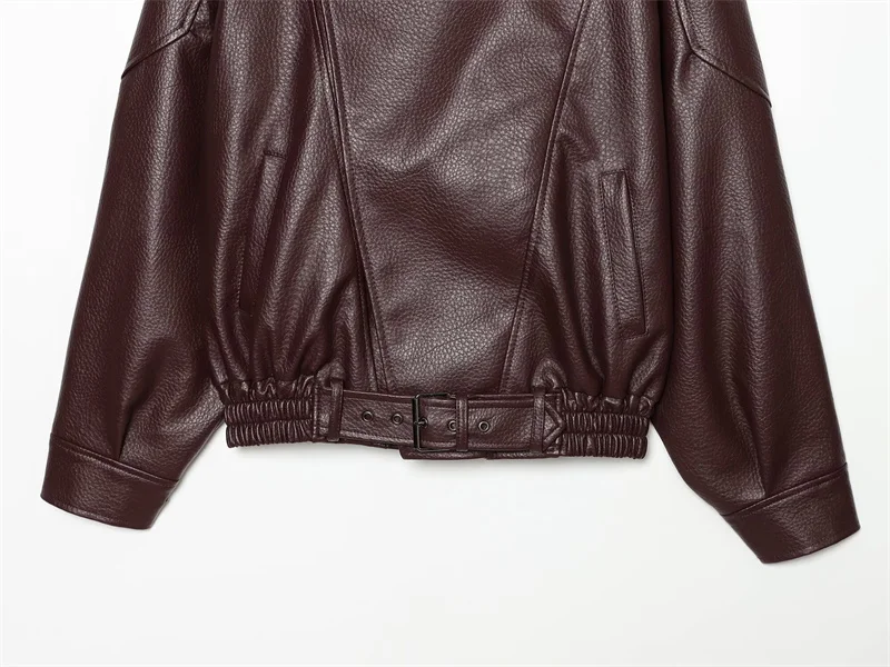 Guobioziy 2026 Fall New Women's Jacket 2026 Fall New Release Loose Faux Leather Biker Jacket Parka European and American Style