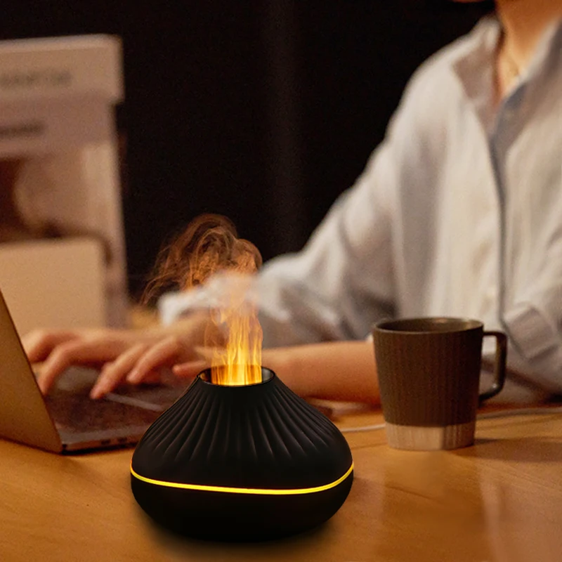 Creative Onion Aromatherapy Essential Oil Lamp USB Portable Air Humidifier Color Simulated Flame Night Light for Bedroom Office