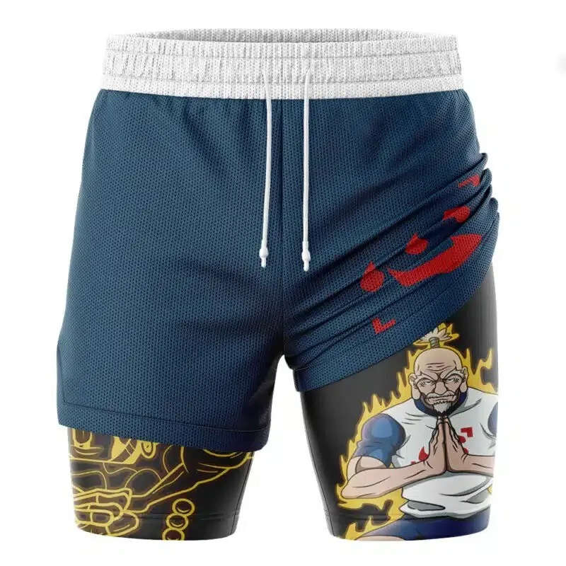Shorts Casuais Masculinos de Verão com Dupla Camada, Secagem Rápida e Elásticos para Treinamento Fitness
