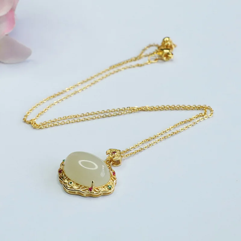 

S925 Silver Ruyi Pendant Natural White Hetian Jade Prosperity Charm HT3070404