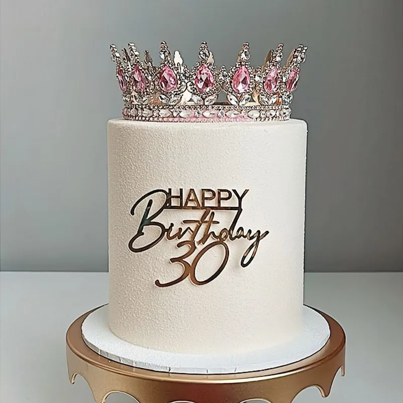 Number 18, 30, 40 Happy Birthday Cake Topper Decoration Gold Side Acrylic Kids Birthday Party Cake Toppers Gift Baking Supplies