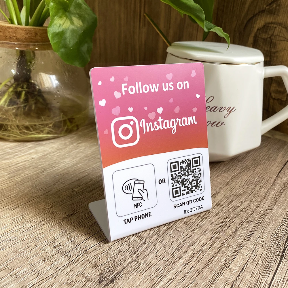 Follow us on Instagram Facebook NFC Stand Get Followers easily with NFC Tap Stand