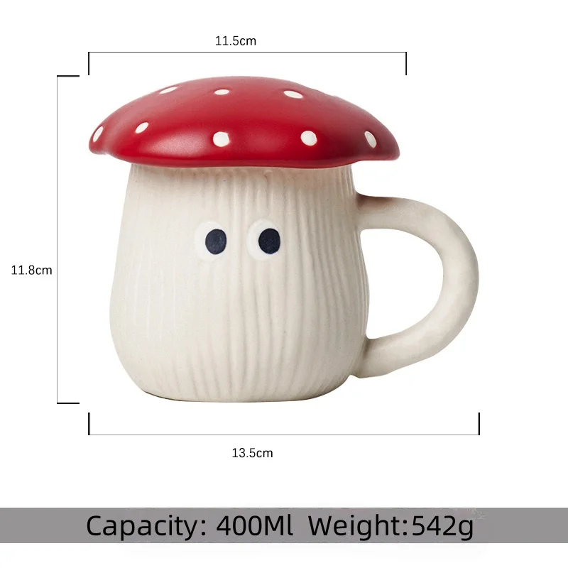 Cute Red Mushroom Ceramic Tea Set Heat Resistant Teapot with Cups, Saucers & Plates, Creative Cartoon Tea Service for Gift