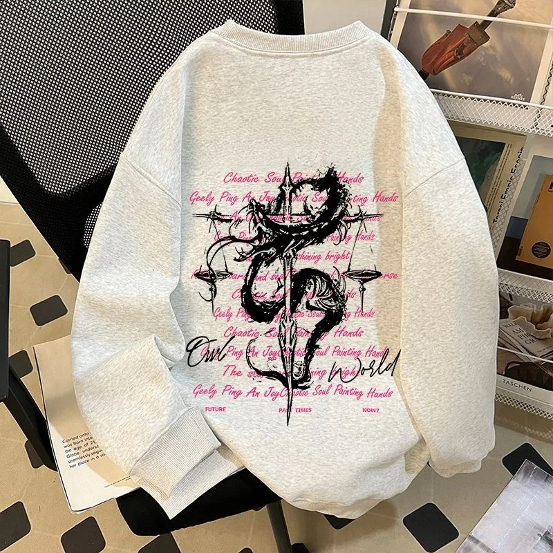 

Свитшот свободного кроя с круглым вырезом без капюшона, унисекс, повседневный стиль, хлопок, длинный рукав, теплый, комфортный, большие размеры, до 300 фунтов