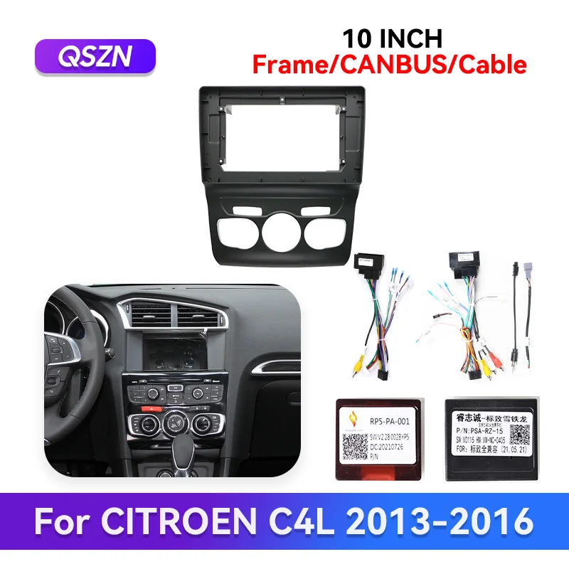 

QSZN Cable Harness For CITROEN C4L 2013-2016 Canbus Adapter Car Radio Frame Auto Stereo Dash Panel Fascia Trim Bezel Faceplate