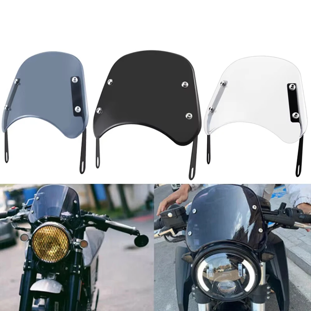 

Motorcycle Black Universal 6.5"-9.45" Headlight Adjustable Windscreen Wind Deflector Windshield For Harley Honda Yamaha Kawasaki