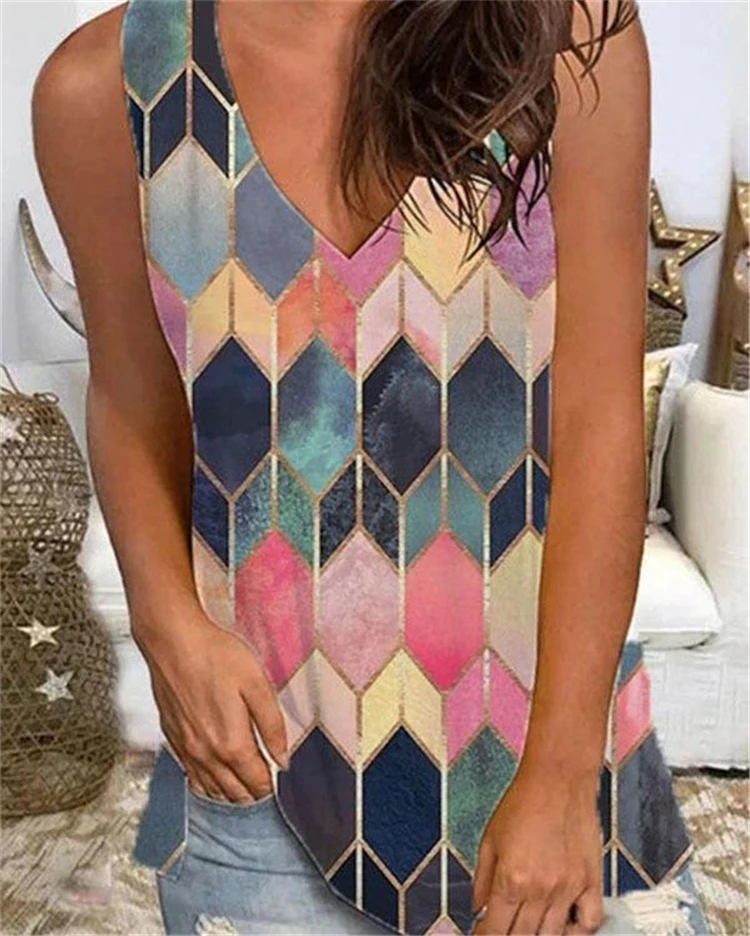 Summer Flower 3D Print Vest Women\'s Fashion Floral Streetwear Tank Tops Sleeveless V-Neck Female Ladies Camisole Woman Clothing