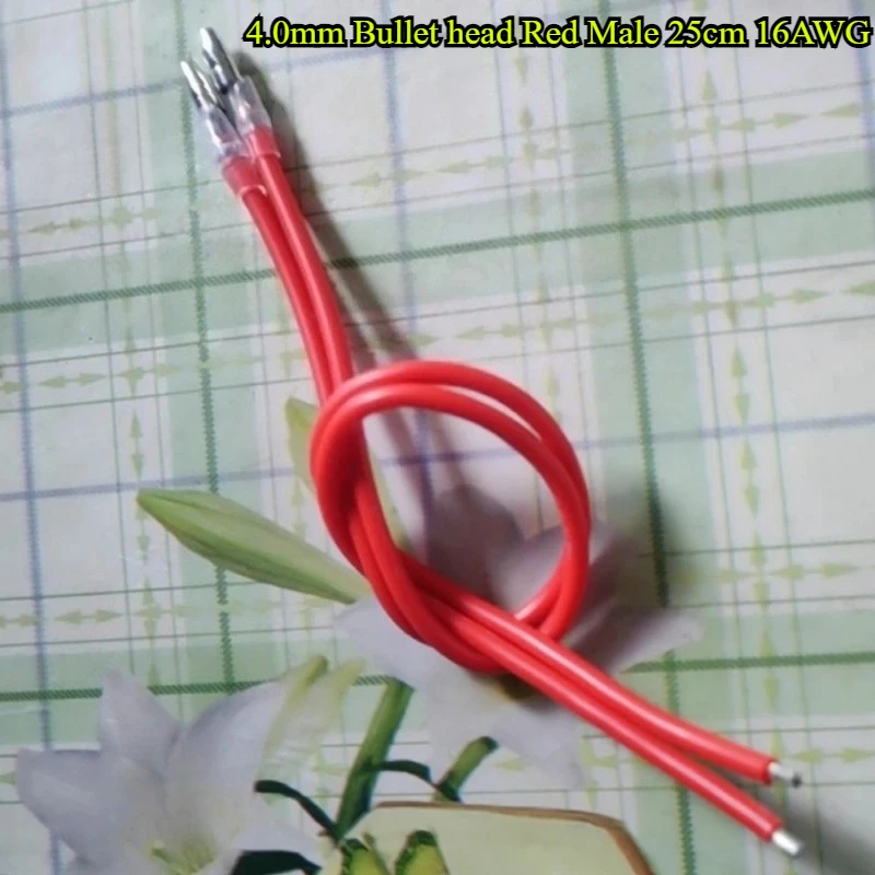 

16AWG Silicone Wire 4.0mm Bullet Male & Female Plug for RC Car 370/540/550 Brushed Motor ESC Connection Cable length 25cm