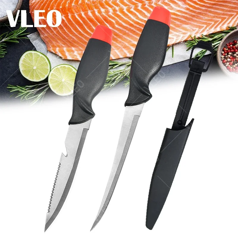 VLEO-cuchillo para deshuesar pescado Ultra afilado, cuchillo para filetear carne multiusos de acero inoxidable, rebanador de pescado y Sushi, pelador de frutas