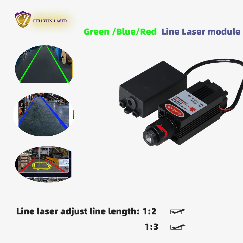520nm 1W Green Point Line Cross Laser Module Head Glass Lens Focusable Industrial ClassDC 12v manufacturerFree Customization