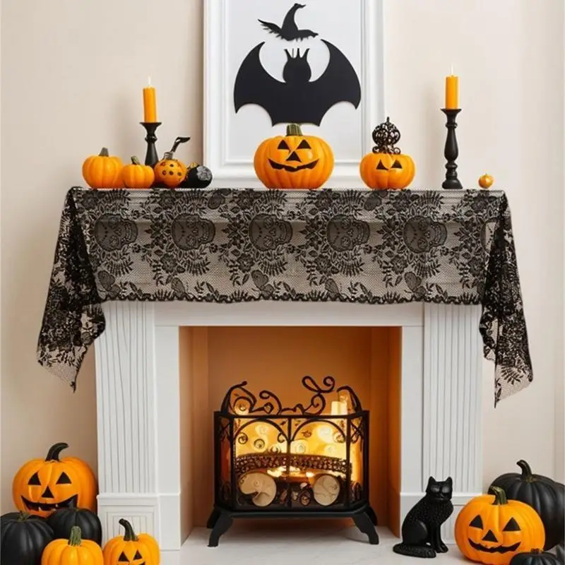 E8BD Lace Table Runner Halloween Themed Decoration For Parties And Gatherings