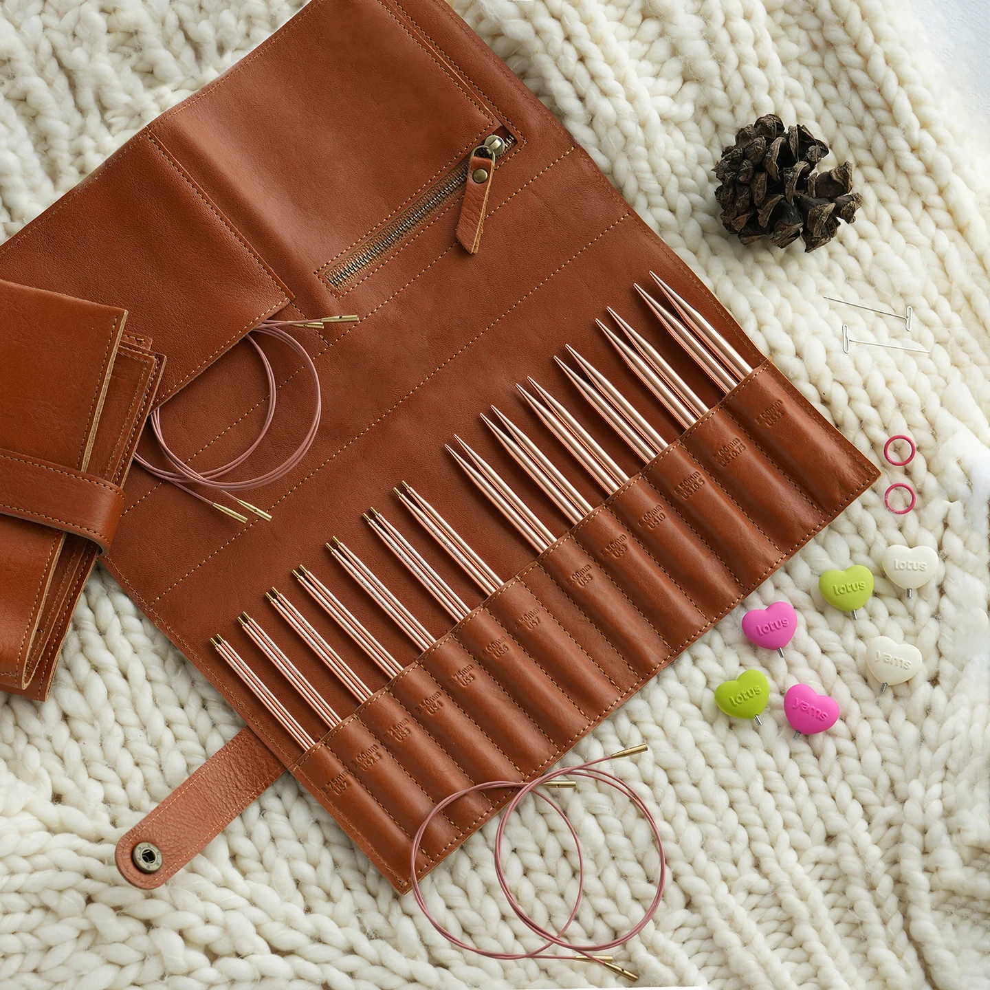 Lotus Yarns ALPS 5 Regal Interchangeable Circular Needles Set, 10 Pairs of 11.5cm (2.75-8.00mm) Aluminum Tips with Cables
