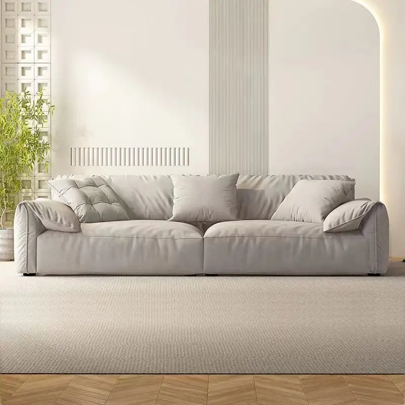 Sofa matte cloth Italian minimalist small apartment straight row sofa living room down fabric art sand
