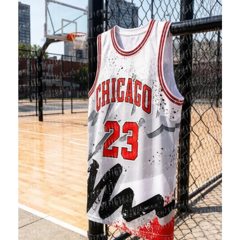 Maillot de basket sans manches en mesh, gilet classique pour fans de sport, motif imprimé 3D, respirant, séchage rapide, gilet familial