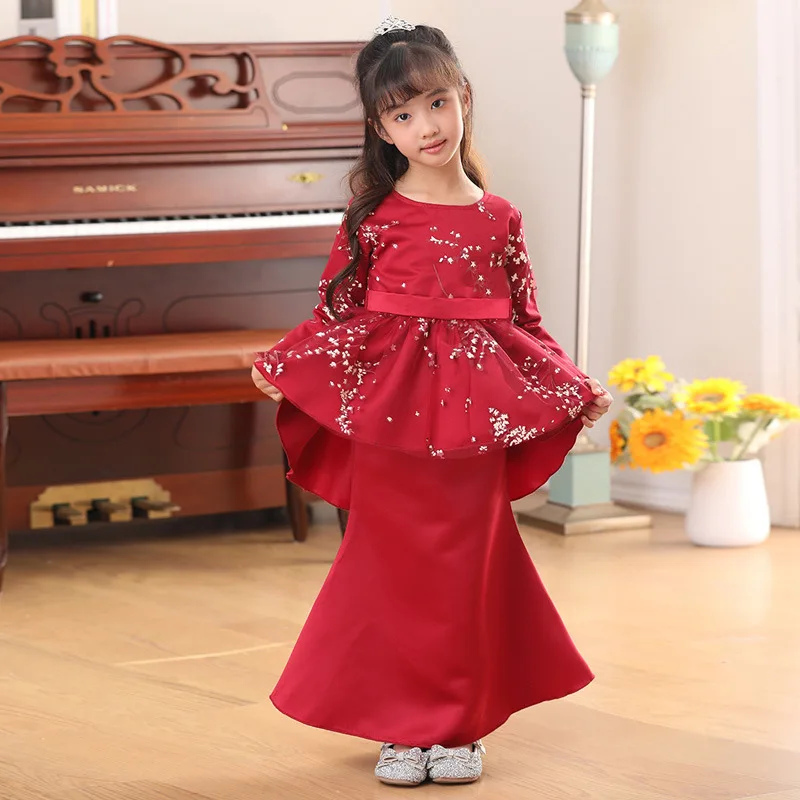 Muslim Kids Modern Clothes Festive Elegant Dress For Girls Prayer Costume Formal Occasion Worship Dress Long Children's Clothing