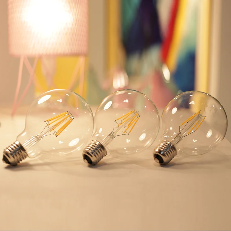 Edison Led Filament Bulb G80 G95 G125 Big Global Light Bulb 4W 6W 8W Filament Bulb E27 Glass Indoor Lamps AC220V