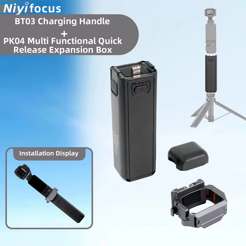 Punho de Carregamento para Câmera de Ação 5000mAh, Power Bank para DJI Osmo Pocket 3 com Rosca de 1/4 polegada, Carregador Leve