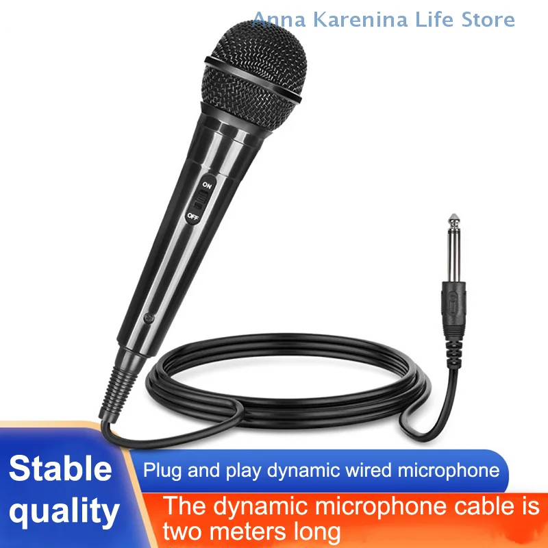 

2m Speaker Audio Interface Microphone 6.5mm/3.5mm Socket Sound Card Dynamic Microphone Karaoke Microphone Cable