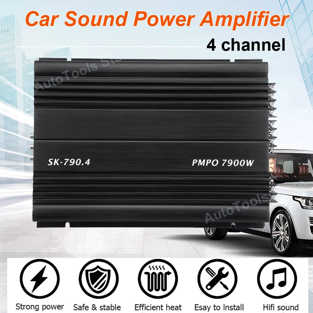 

4 Channel Car Power Amplifier Class A/B Digital Stereo Surround Passive Subwoofer Car Audio Player SK-790.4