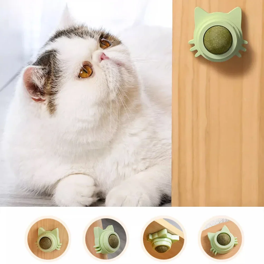 Juguetes de pared de hierba gatera giratoria para gatos, juguetes para masticar, limpieza de dientes, juguete para morder para gatos de interior, saludable, elimina bolas, Gato interactivo