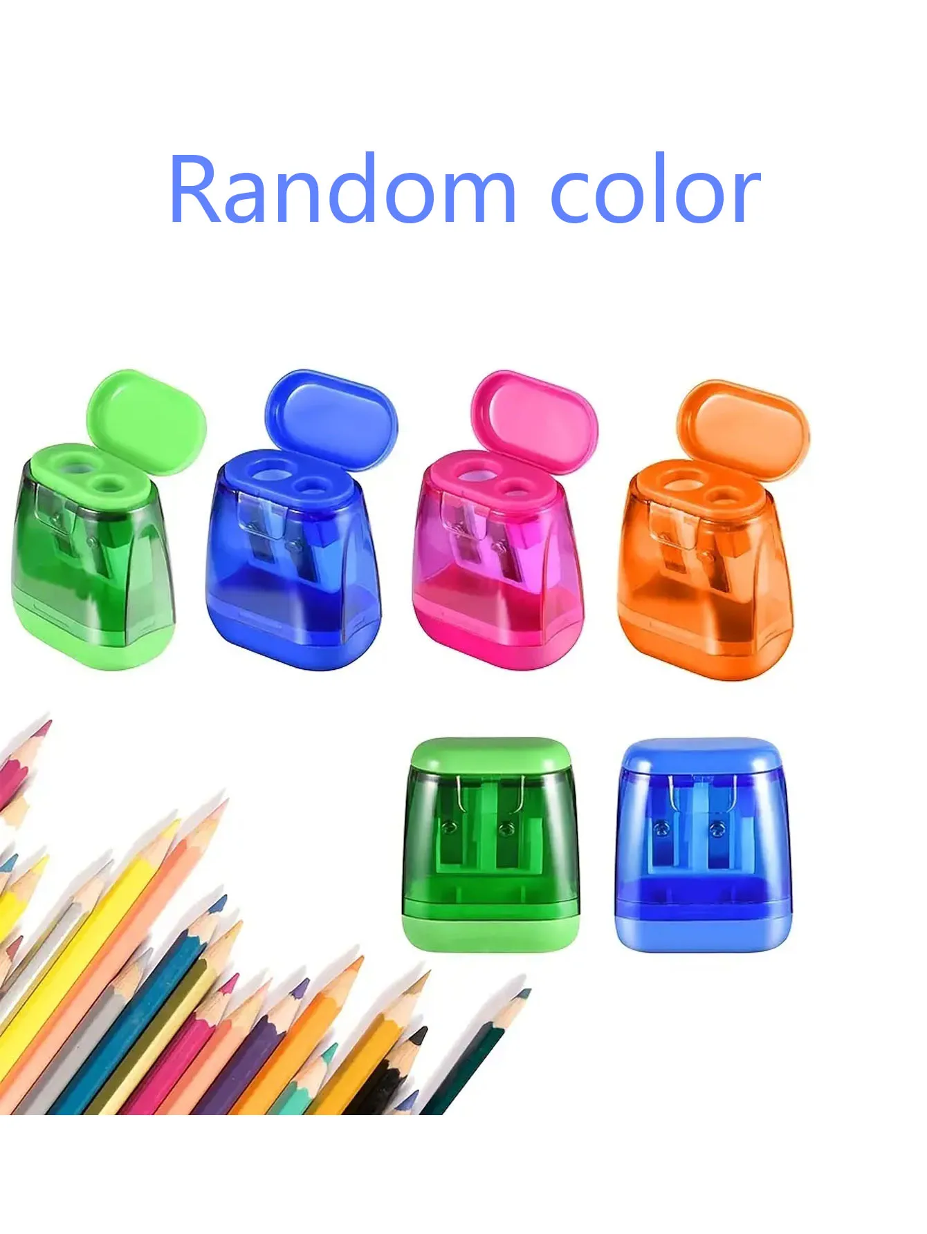 A color random student two-hole pencil sharpener for children's school supplies - a must-have for starting school