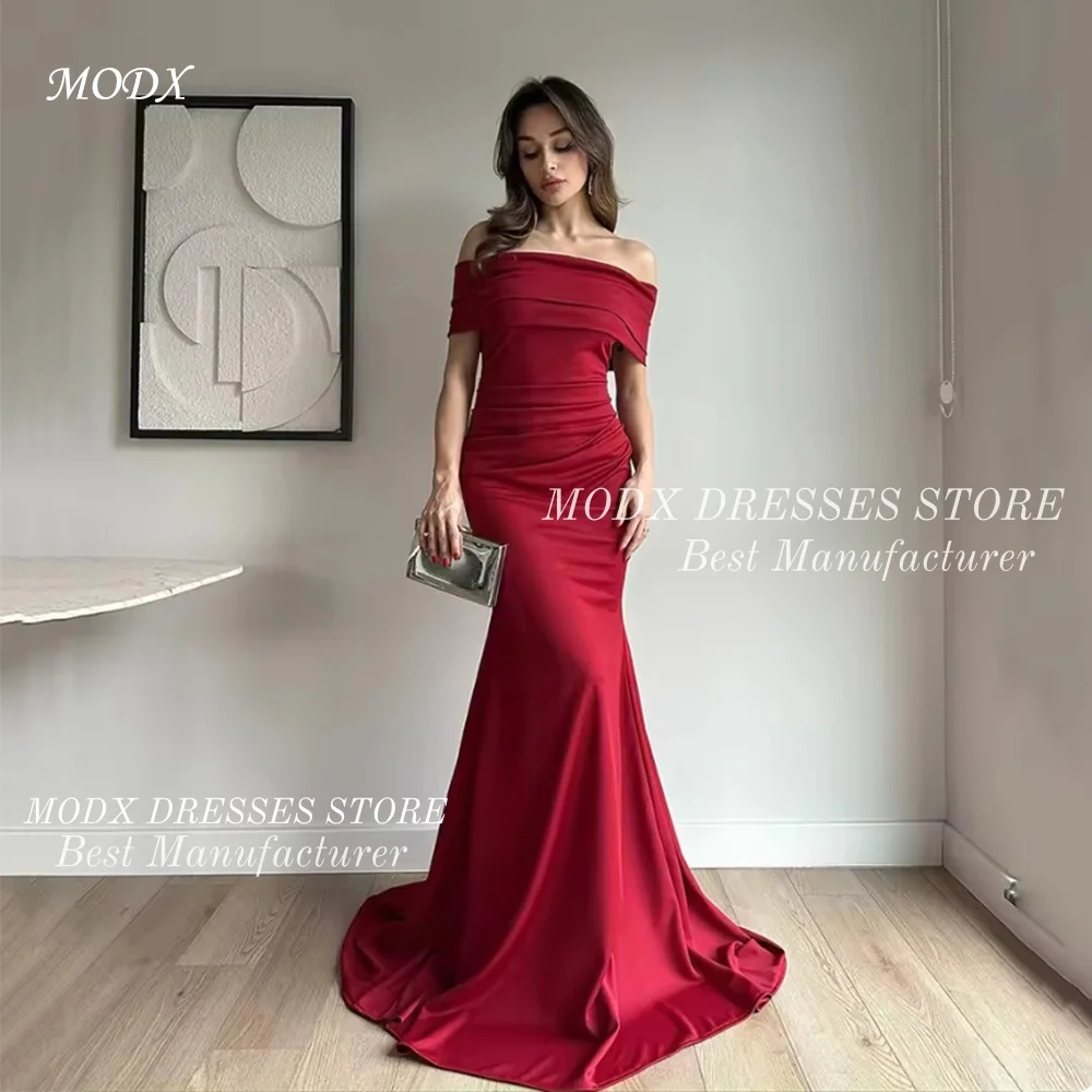 فساتين سهرة عربية أنيقة بحورية البحر باللون العنابي من MODX مخصصة مكشوفة الأكتاف للنساء فستان رسمي للمشاهير Quinceaner