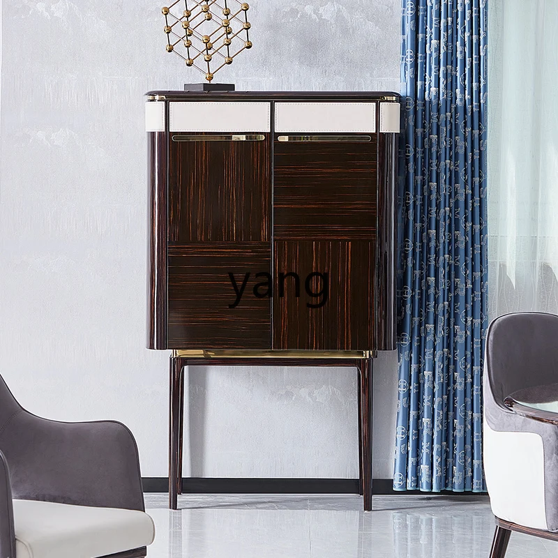 

Yjq light luxury dining side wine cabinet integrated against the wall solid wood simple post-modern high style small household