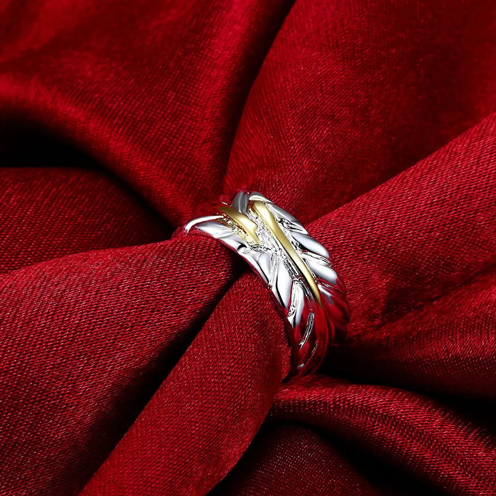 New 925 Sterling Silver Open Fine Feather Ring For Men Women Fashion Charm Jewelry Party Gift Wedding Accessories