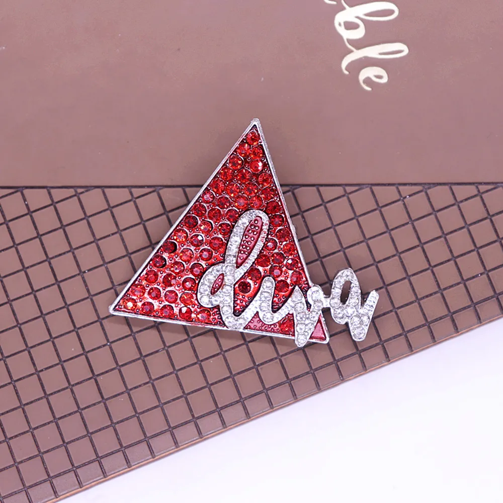 Party Wear Apparel Decor Bling Red Triangle Dear Delta Diva Pin Brooch